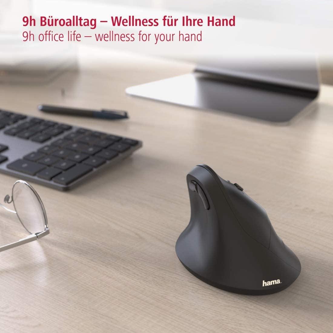 Hama verticale ergonomische muis, draadloos muis voor rechtshandigen, 6 knoppen - NLMAX