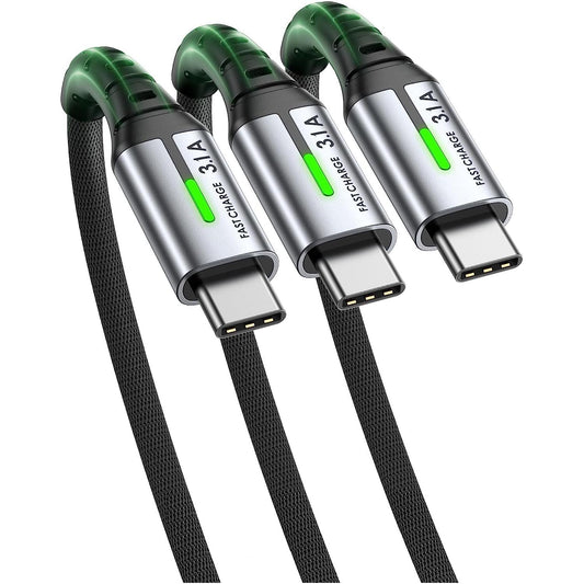 INIU USB C Cable, [3 Pack (0.5+2+2m)] 3.1A QC Fast Charging USB Type C Charger, Zinc Alloy Braided Data Cable USB A to C Phone Charger for Samsung S20 S10 Playstation 5 Xiaomi Huawei Google - NLMAX
