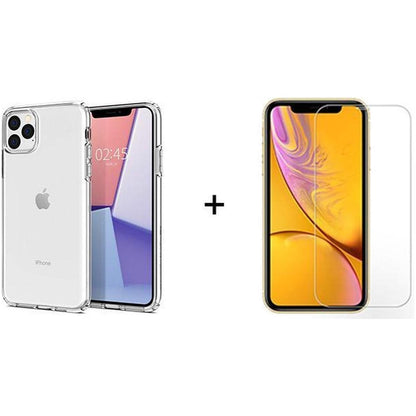 iPhone 11 Pro MAX Hoesje Transparant Cover En Screenprotector Tempered Glass Set 2in1 - NLMAX