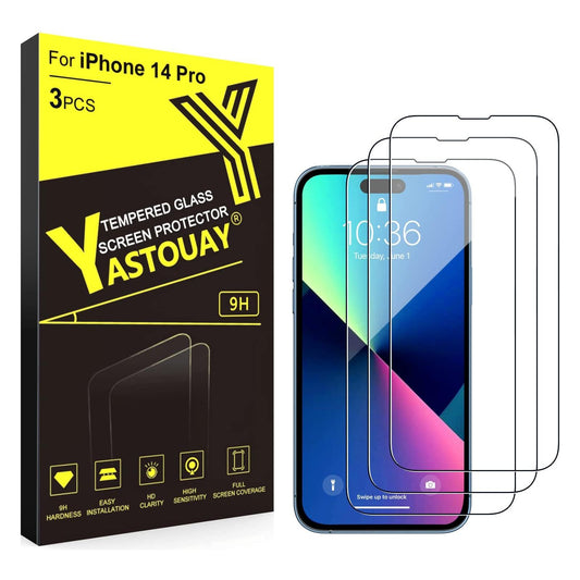 iPhone 14 Pro Glas Screen Protector gehard glas Film 6,1-inch, volledige dekking 3-Pack Bubble Free, Case-Friendly, - NLMAX