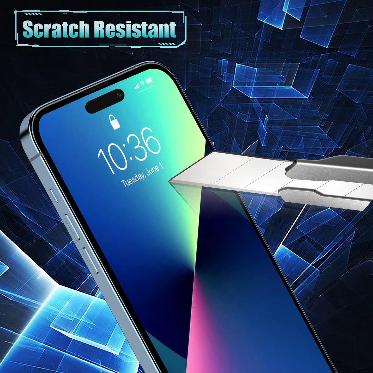 iPhone 14 Pro Glas Screen Protector gehard glas Film 6,1-inch, volledige dekking 3-Pack Bubble Free, Case-Friendly, - NLMAX