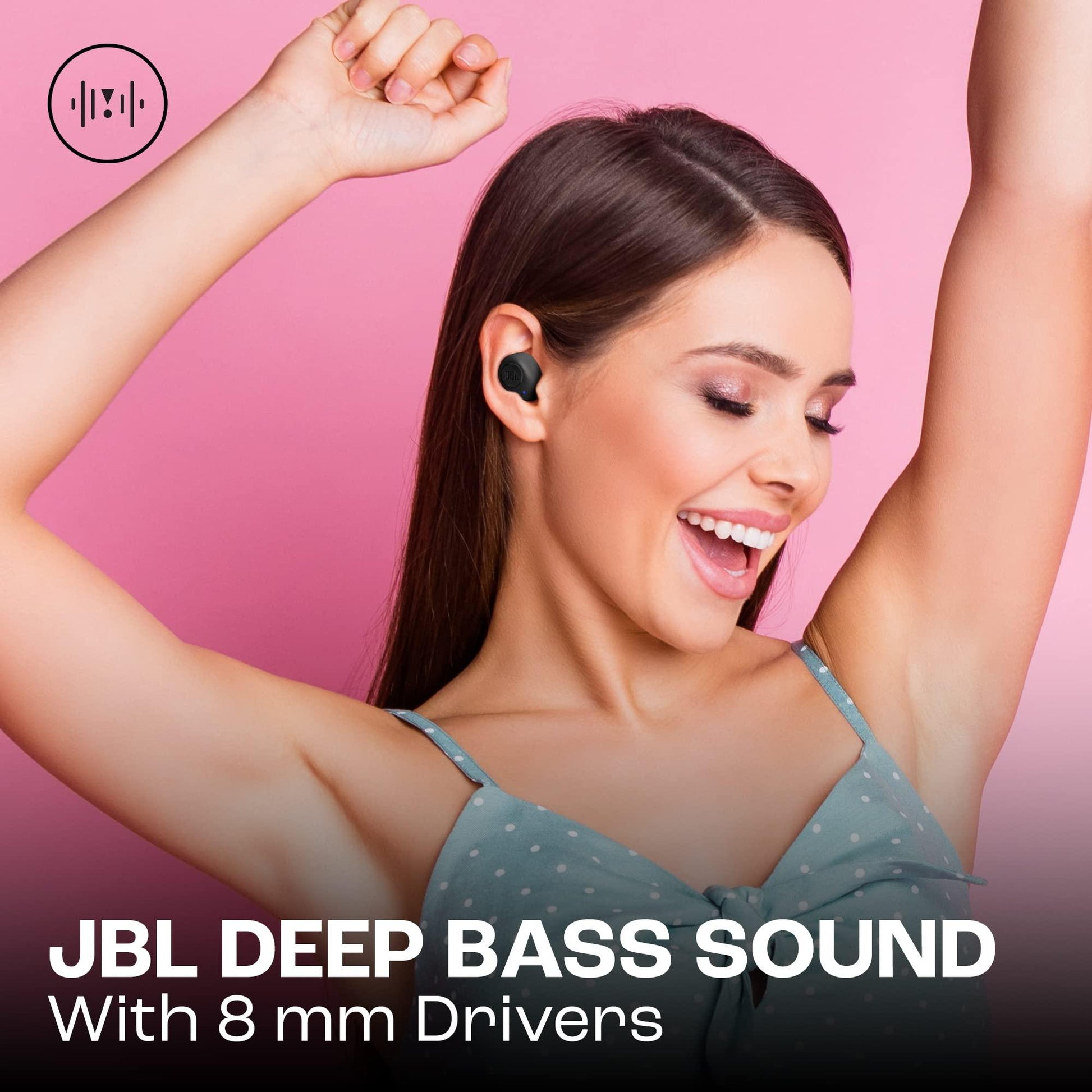 JBL JBLWBUDSBLK Wave Buds draadloze in ear oordopjes met IP54 en IPX2 waterdichtheid krachtige bas en batterijduur van 32 uur in zwart/wit/in blauw/beige/mint. Eén maat - NLMAX