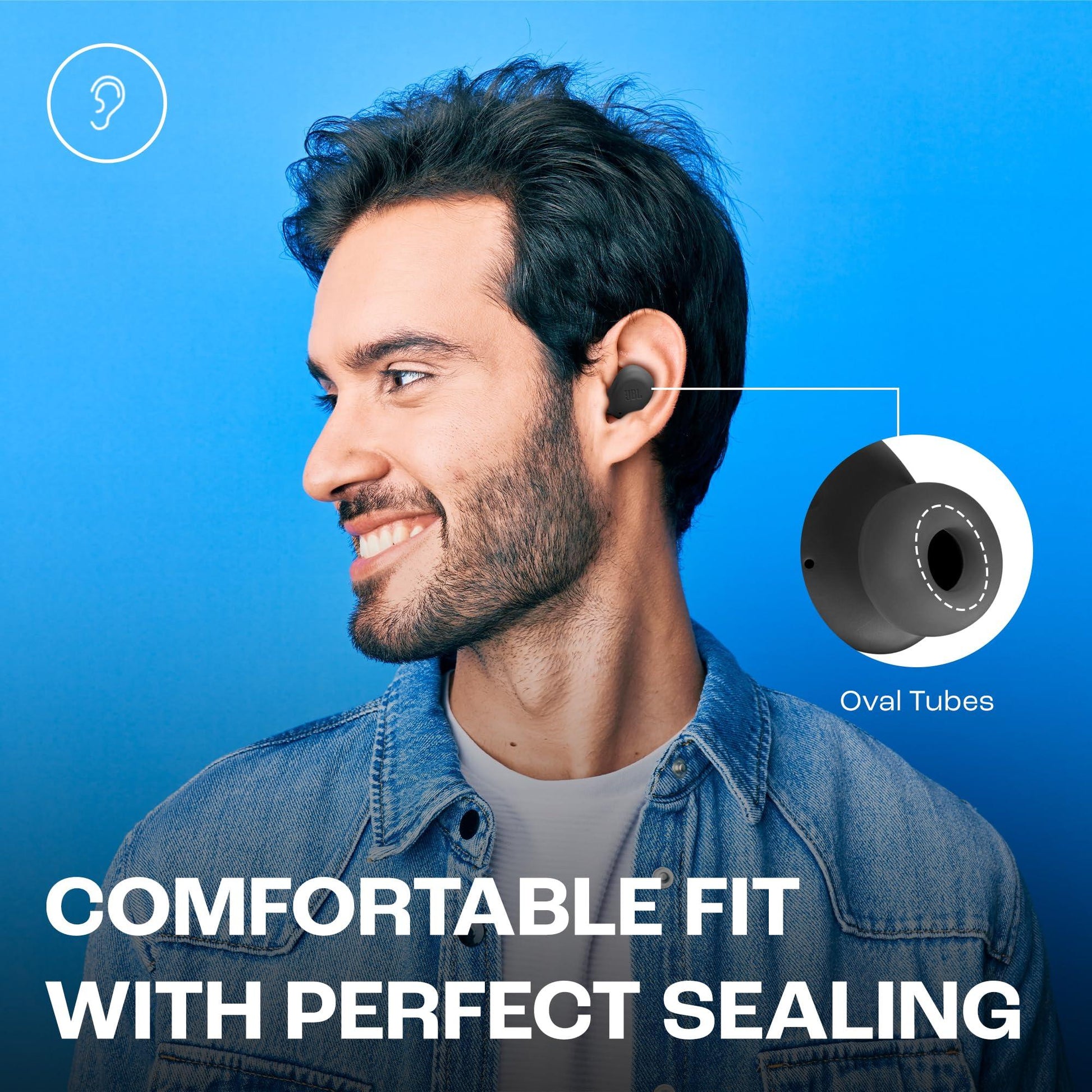 JBL JBLWBUDSBLK Wave Buds draadloze in ear oordopjes met IP54 en IPX2 waterdichtheid krachtige bas en batterijduur van 32 uur in zwart/wit/in blauw/beige/mint. Eén maat - NLMAX