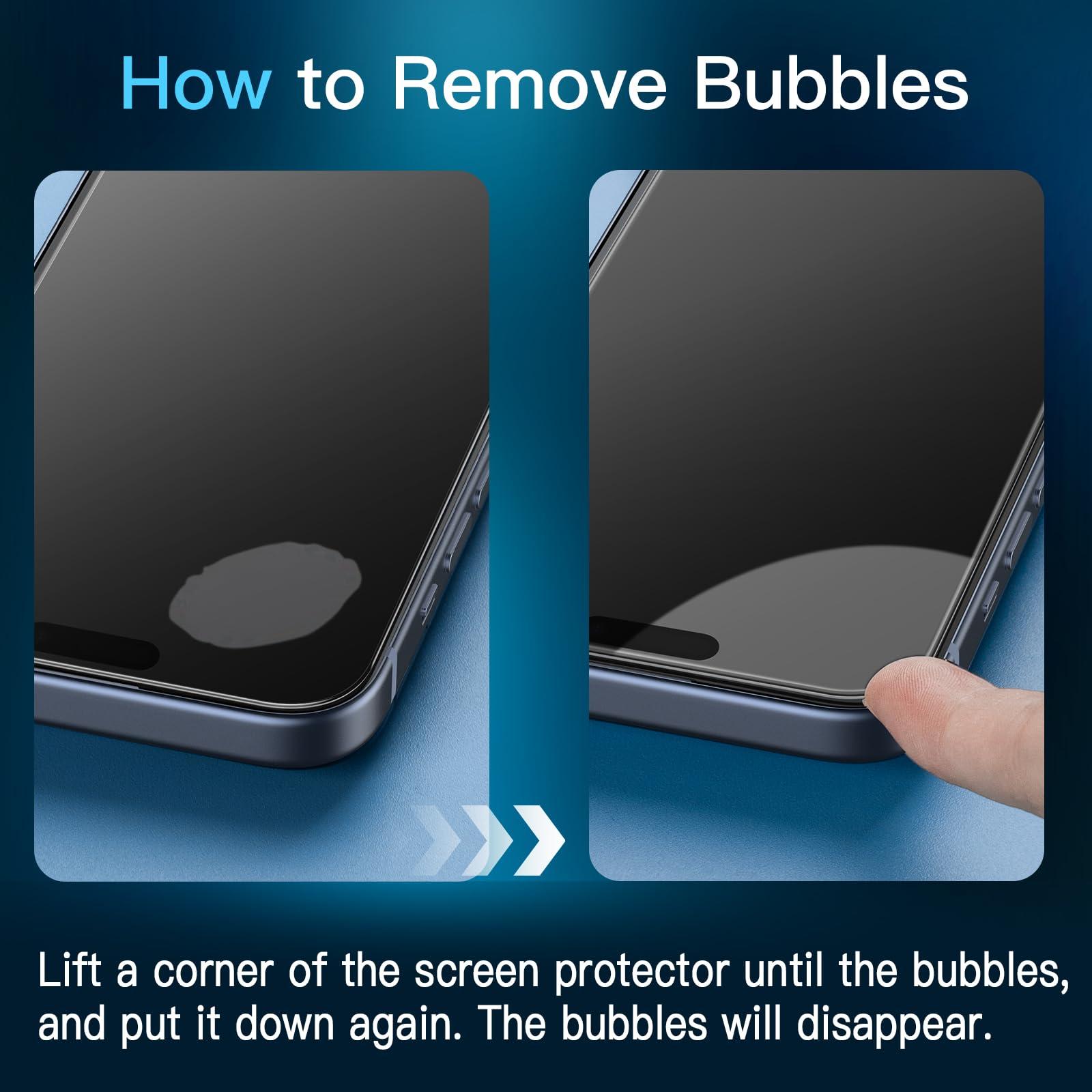 JETech Screen Protector voor iPhone 15 Pro 6,1-Inch, Volledige Dekking Gehard Glas Film Schermbeschermer met Eenvoudige Installatietool, Hoesje-Vriendelijk, HD Doorzichtig, 3-Stuks - NLMAX