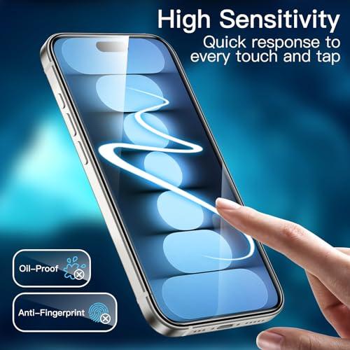 JETech Screen Protector voor iPhone 15 Pro 6,1-Inch, Volledige Dekking Gehard Glas Film Schermbeschermer met Eenvoudige Installatietool, Hoesje-Vriendelijk, HD Doorzichtig, 3-Stuks - NLMAX