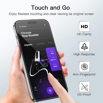 JETech Volledige Dekking Screen Protector voor iPhone 14 Pro Max 6,7-Inch, 9H Gehard Glas Film Schermbeschermer Hoesje Vriendelijk, HD Doorzichtig, 3-Stuks - NLMAX