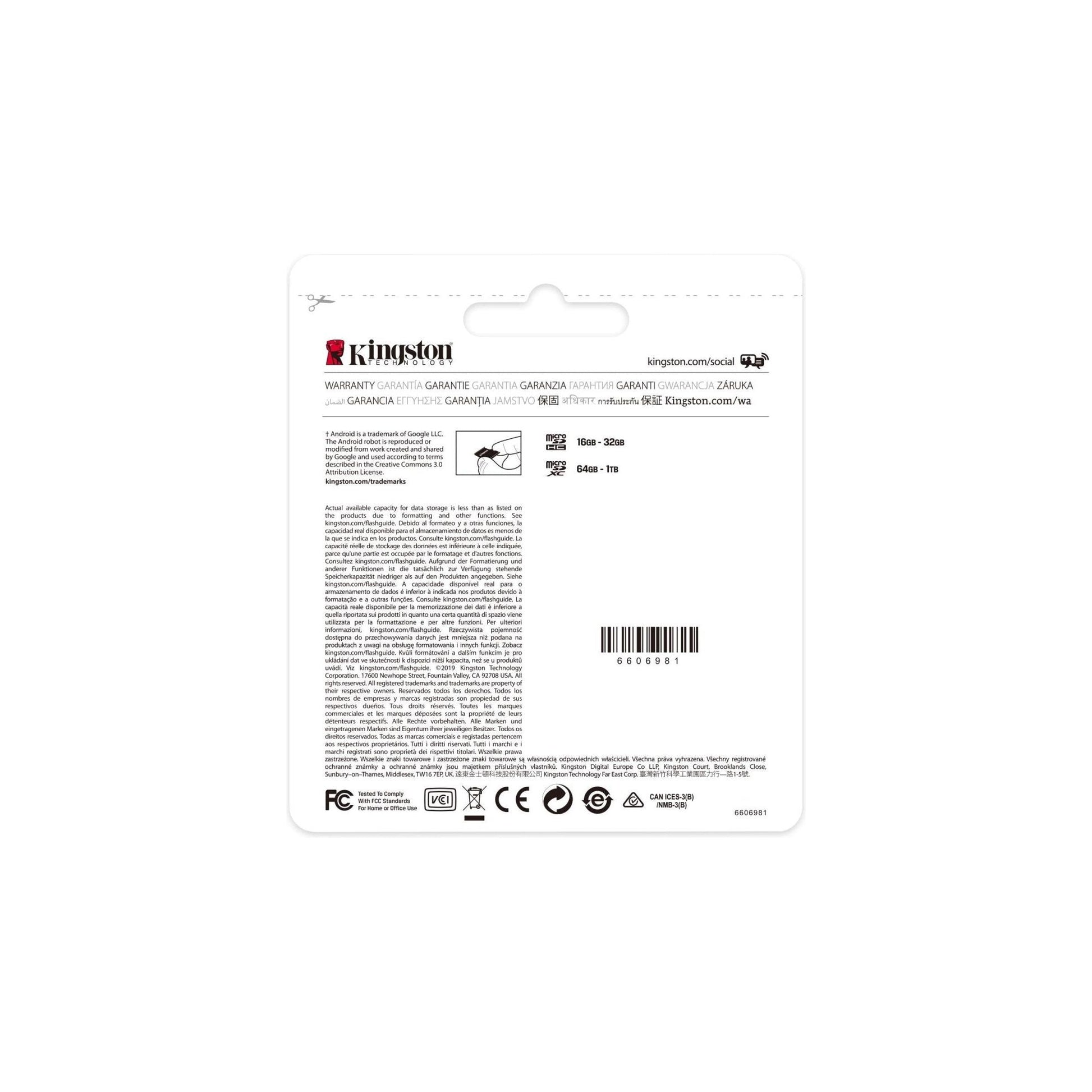 KINGSTON 64GB MICROSDXC CANVAS SELECT 3 STUKS 100R A1 C10 CARD+SD ADAPTER - NLMAX