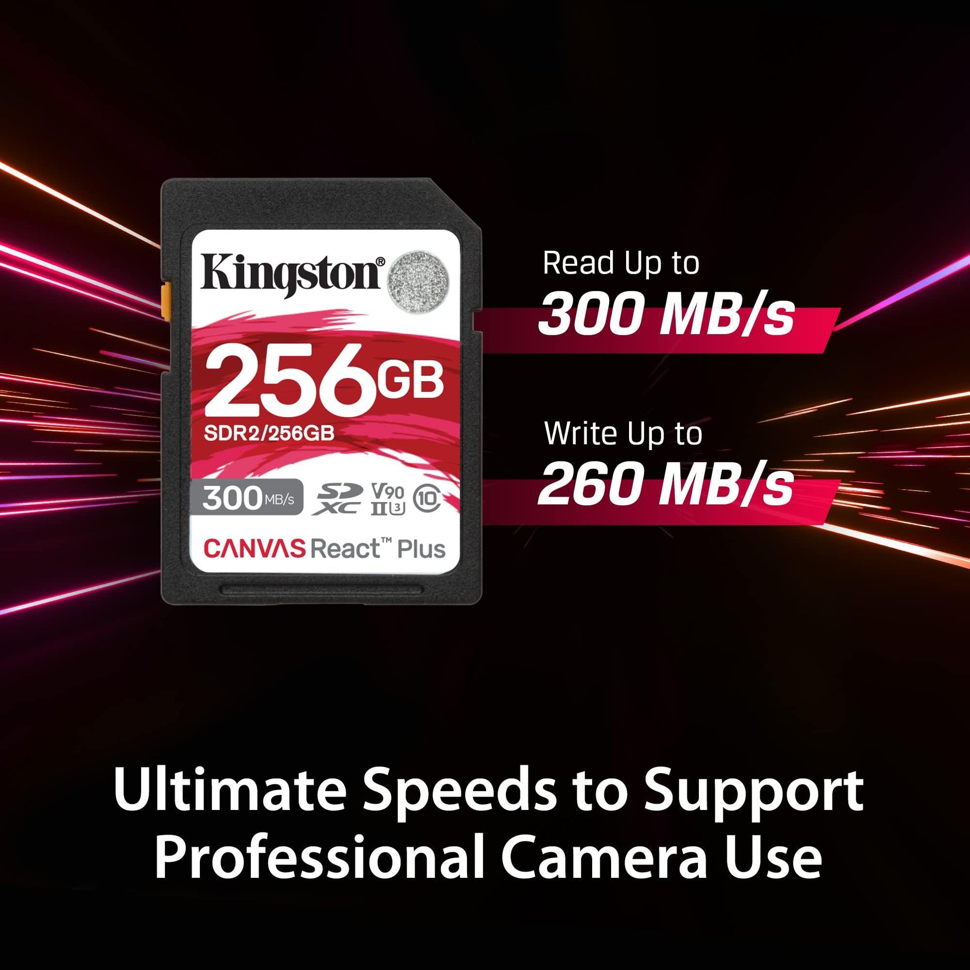 Kingston Canvas React Plus 32GB SDHC-geheugenkaart UHS-II 300R/260W U3 V90 voor Full HD/4K/8K - SDR2/32GB - NLMAX
