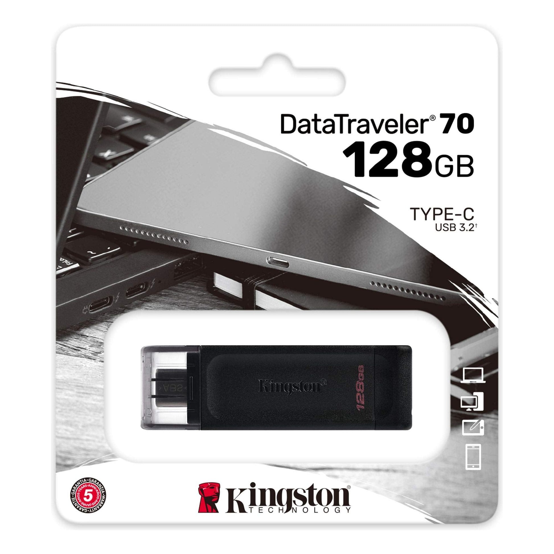 Kingston DataTraveler 70 - DT70/128GB USB-C Flash Drive Zwart - NLMAX