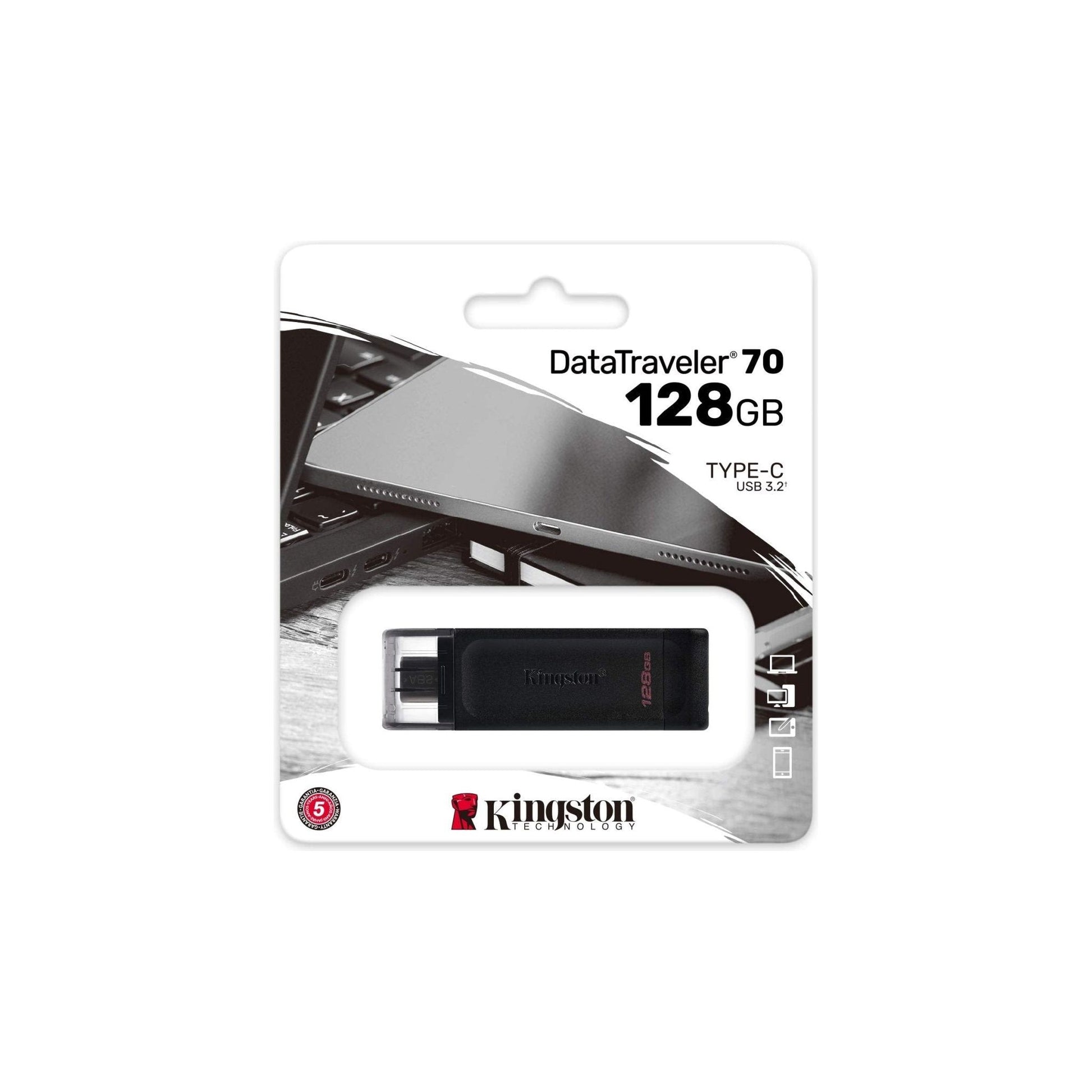 Kingston DataTraveler 70 - DT70/128GB USB-C Flash Drive Zwart - NLMAX