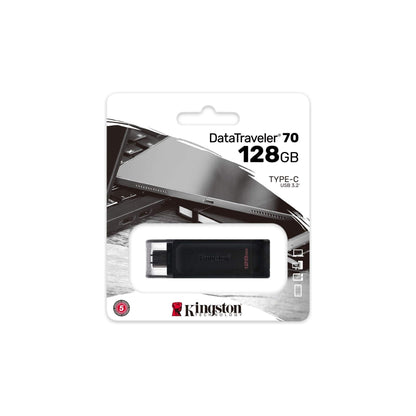 Kingston DataTraveler 70 - DT70/128GB USB-C Flash Drive Zwart - NLMAX