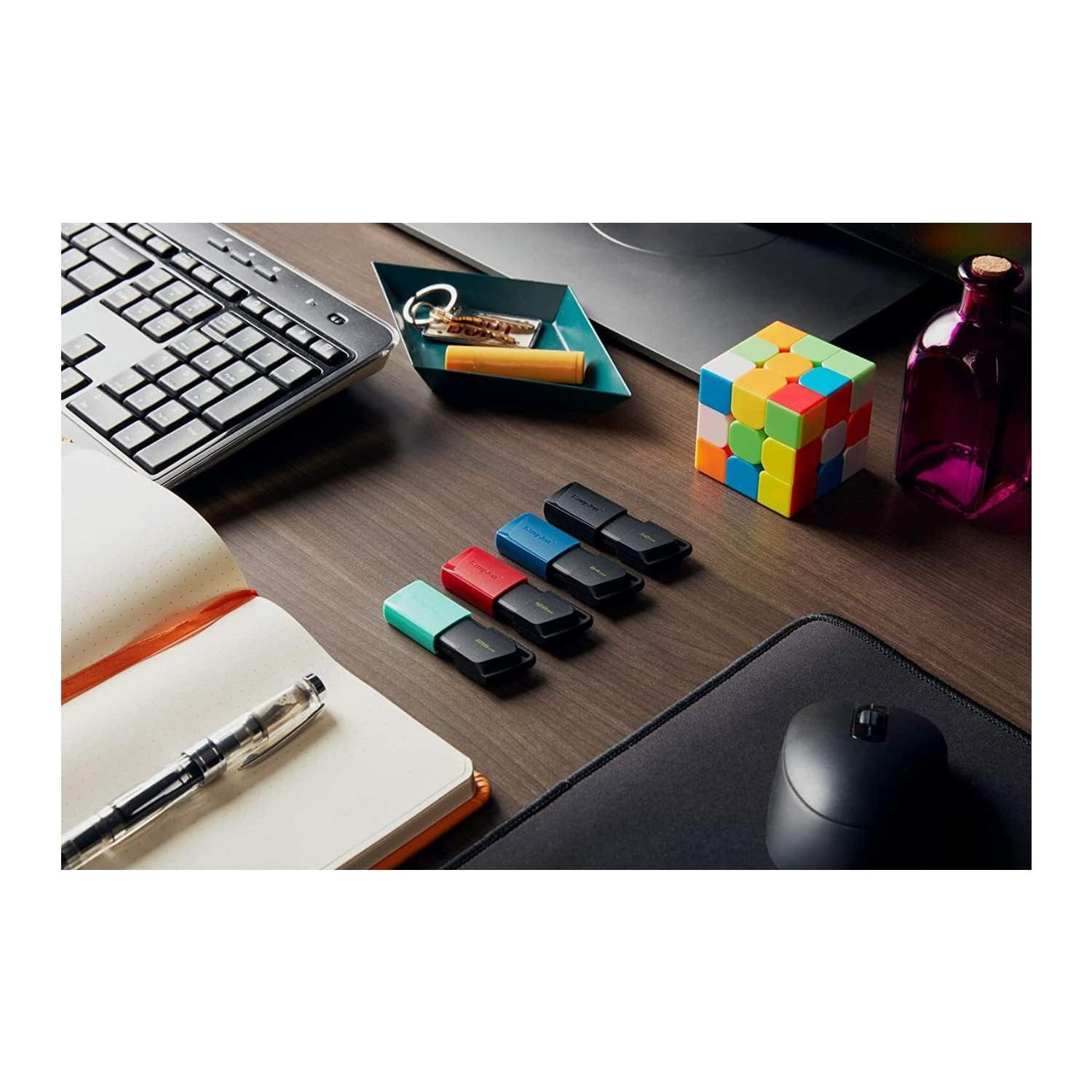 Kingston DataTraveler Exodia M DTXM/64 GB USB 3.2 Gen 1, met schuifkap in meerdere kleuren, zwart/blauw - NLMAX