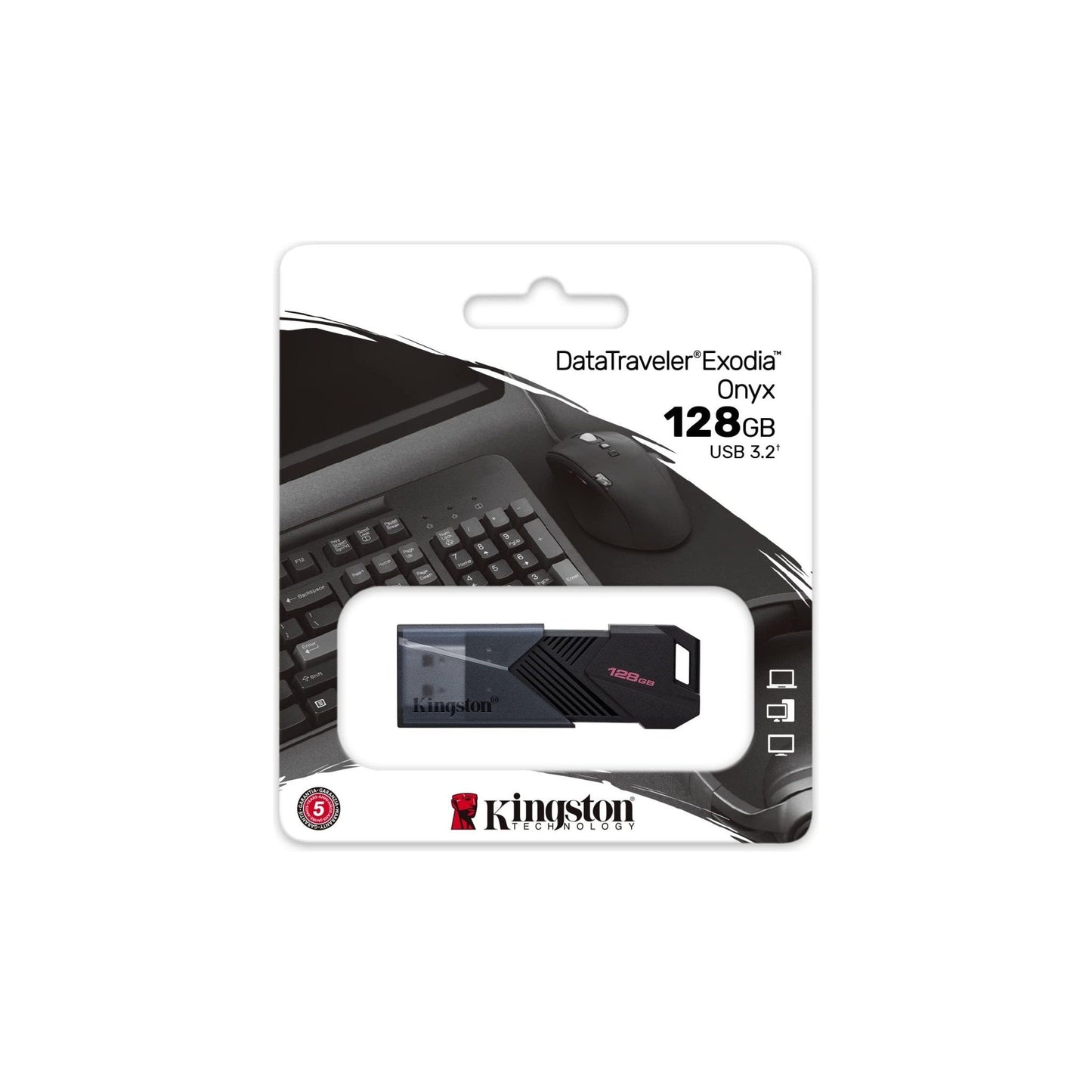 Kingston DataTraveler Exodia Onyx DTXON/128GB Flash Drive 3.2 Gen 1 - met slanke bewegende dop - NLMAX
