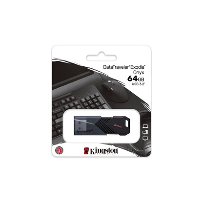 Kingston DataTraveler Exodia Onyx USB Flash Drive 3.2 Gen 1 DTXON/64GB- USB-stick met elegante intrekbare dop - NLMAX