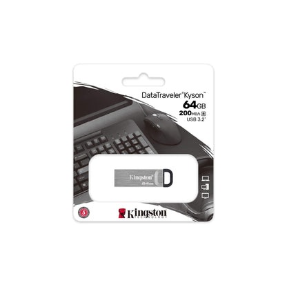 Kingston DataTraveler Kyson USB 3.2 Flash Drive 64GB - Gen 1 with stylish metal housing without cap - NLMAX