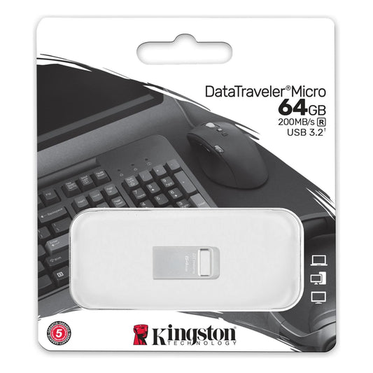 Kingston- Digital Media Product DTMC3G2/64GB 64GB DT MICRO USB 3.2 200MB/S METAL GEN 1 - NLMAX