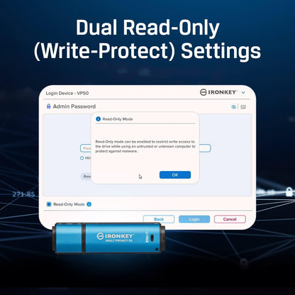 Kingston IronKey Vault Privacy 50 Drive Flash Drive USB FIPS 197 gecertificeerde & XTS-AES 256-bits gecodeerde USB-drive voor - IKVP50/64GB - NLMAX