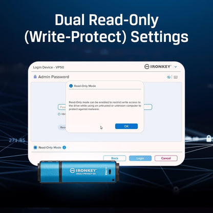 Kingston IronKey Vault Privacy 50 Drive Flash Drive USB FIPS 197 gecertificeerde & XTS-AES 256-bits gecodeerde USB-drive voor - IKVP50/64GB - NLMAX
