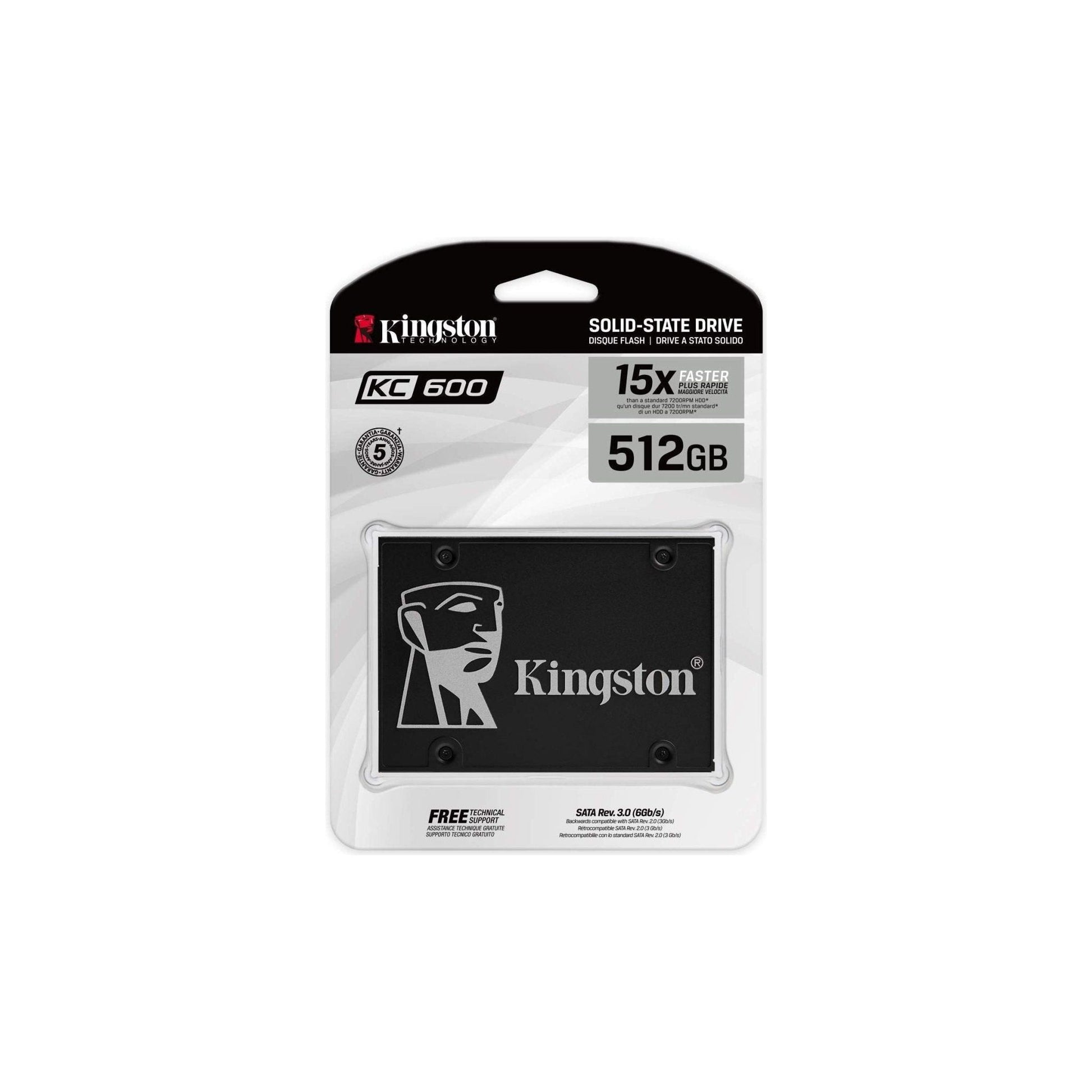 Kingston KC600 SSD SKC600/512G Interne SSD 2.5", SATA Rev 3.0, 3D TLC, XTS-AES 256-bits codering - NLMAX