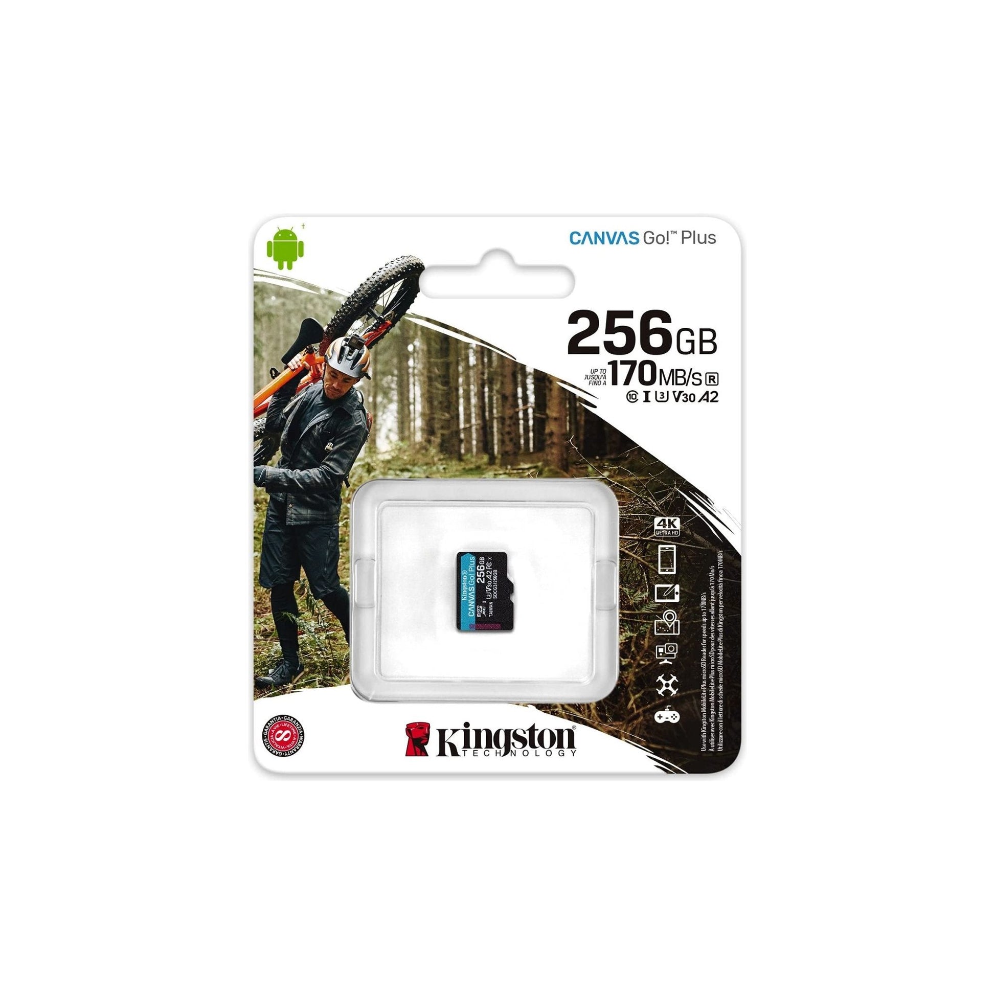 Kingston SDCG3/256GBSP micro SD-kaart (256 GB microSDXC Canvas Go Plus 170R A2 U3 V30 zonder SD-adapter) - NLMAX