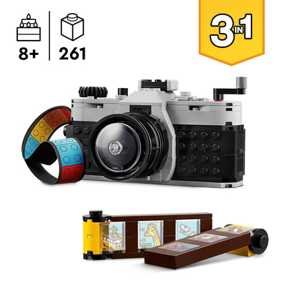 LEGO Creator 3in1 Retro fotocamera Wordt Videocamera of Speelgoed Televisie, Modellen voor Kinderen, Creatief Cadeau voor Jongens en Meisjes vanaf 8 jaar 31147 - NLMAX