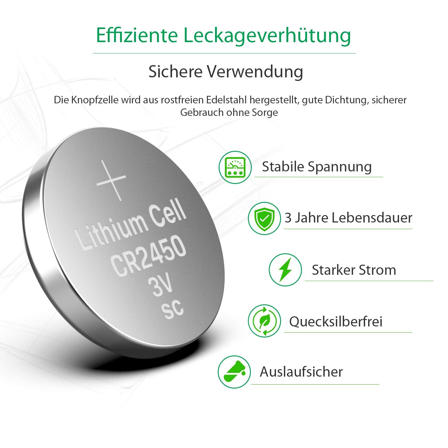 LiCB CR2450 Lithiumknoopcelbatterijen, 3 V, 10 stuks - NLMAX