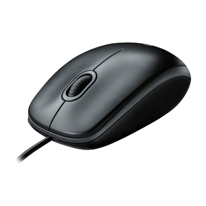 Logitech B100 USB Muis, 3 Knoppen, Optische Tracking, Links-en Rechtshandig, PC/Mac/Laptop - Zwart - NLMAX