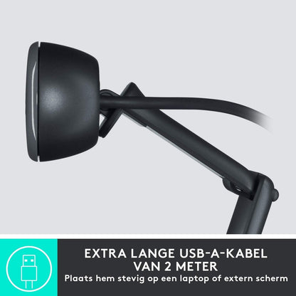 Logitech C505 HD Webcam - 720p HD Externe USB-Camera voor Desktop of Laptop met Microfoon met Groot Bereik, Compatibel met PC of Mac - Zwart - NLMAX
