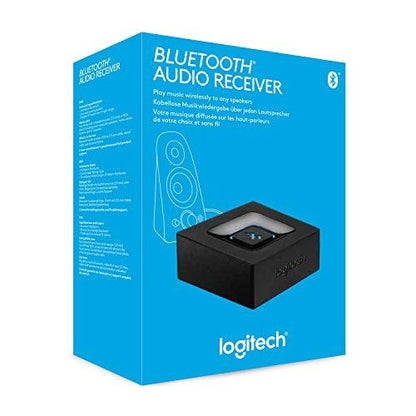 Logitech Draadloze Bluetooth Audio Ontvanger, Bluetooth Adapter voor PC/Mac/Smartphone/Tablet/AV Receiver, 3.5mm Audio en RCA Output naar Speakers, One-Push Pairing Knop - Zwart/Blauw - NLMAX