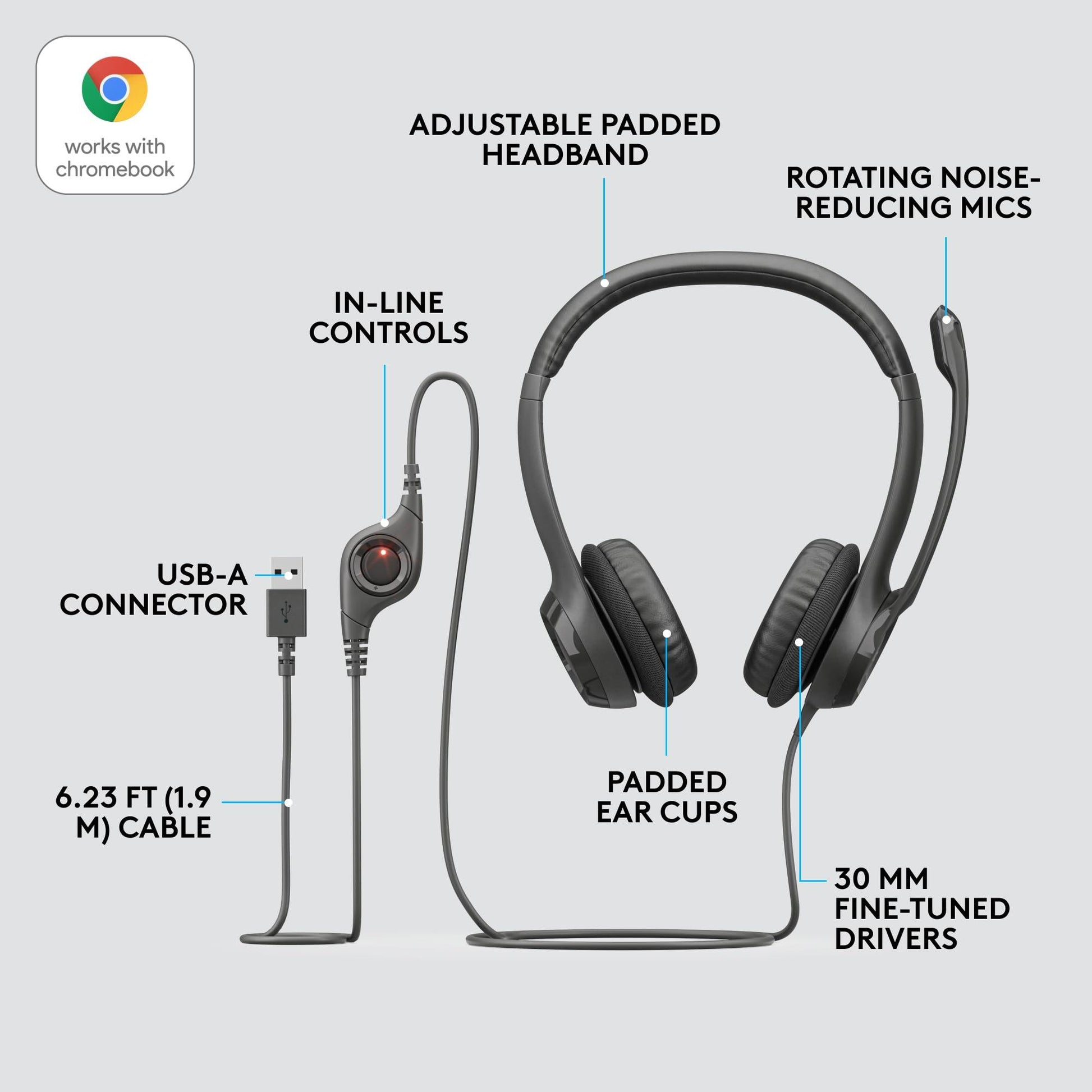 Logitech H390 USB Computer Headset - Zwart - NLMAX
