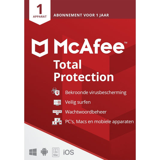 McAfee Total Protection 2022 - 1 Apparaat - 1 jaar - Windows - Mac - Android - iOS - NLMAX