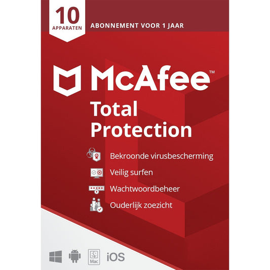 McAfee Total Protection 2022 - 10 Apparaten- 1 jaar - Windows - Mac - Android - iOS - NLMAX