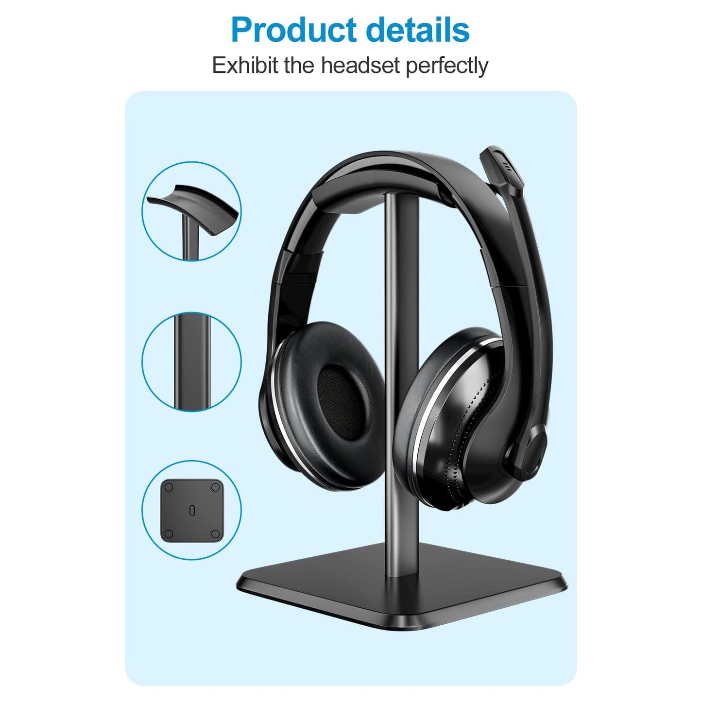 Newaner Hoofdtelefoonhouder, afneembare hoofdtelefoon met TPU antislip siliconen voor alle hoofdtelefoonmaten, standaard voor over-ear en gaming, geschikt voor tafel, vitrine - NLMAX