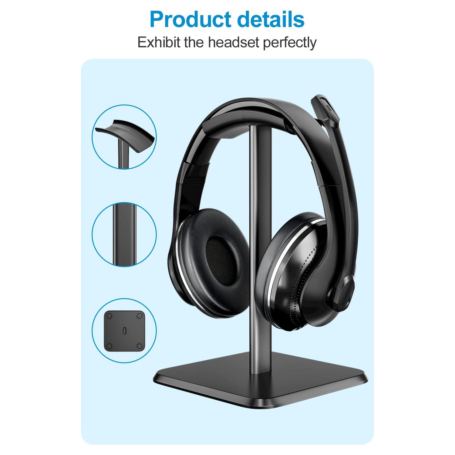 Newaner Hoofdtelefoonhouder, afneembare hoofdtelefoon met TPU antislip siliconen voor alle hoofdtelefoonmaten, standaard voor over-ear en gaming, geschikt voor tafel, vitrine - NLMAX