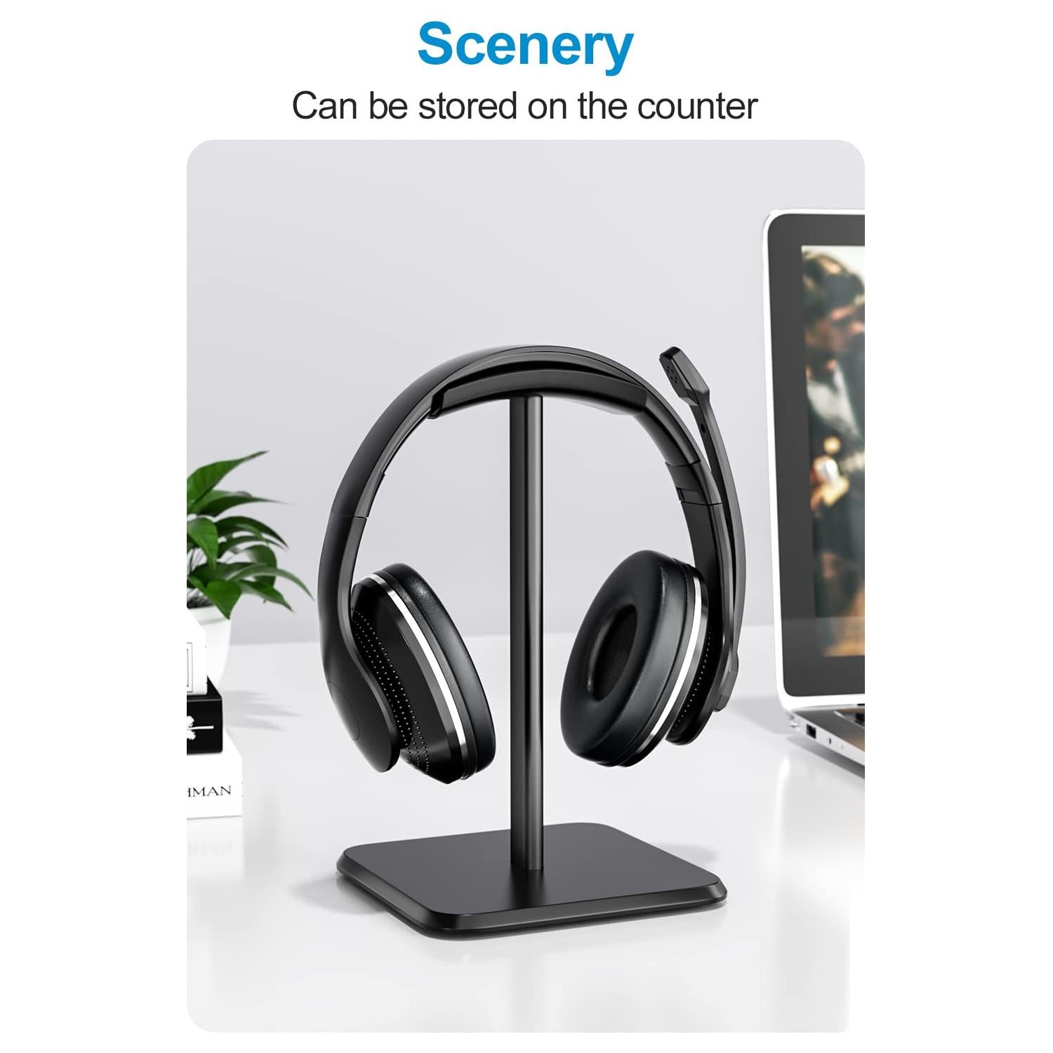 Newaner Hoofdtelefoonhouder, afneembare hoofdtelefoon met TPU antislip siliconen voor alle hoofdtelefoonmaten, standaard voor over-ear en gaming, geschikt voor tafel, vitrine - NLMAX