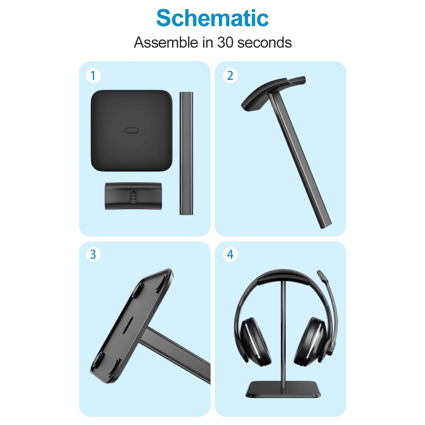 Newaner Hoofdtelefoonhouder, afneembare hoofdtelefoon met TPU antislip siliconen voor alle hoofdtelefoonmaten, standaard voor over-ear en gaming, geschikt voor tafel, vitrine - NLMAX