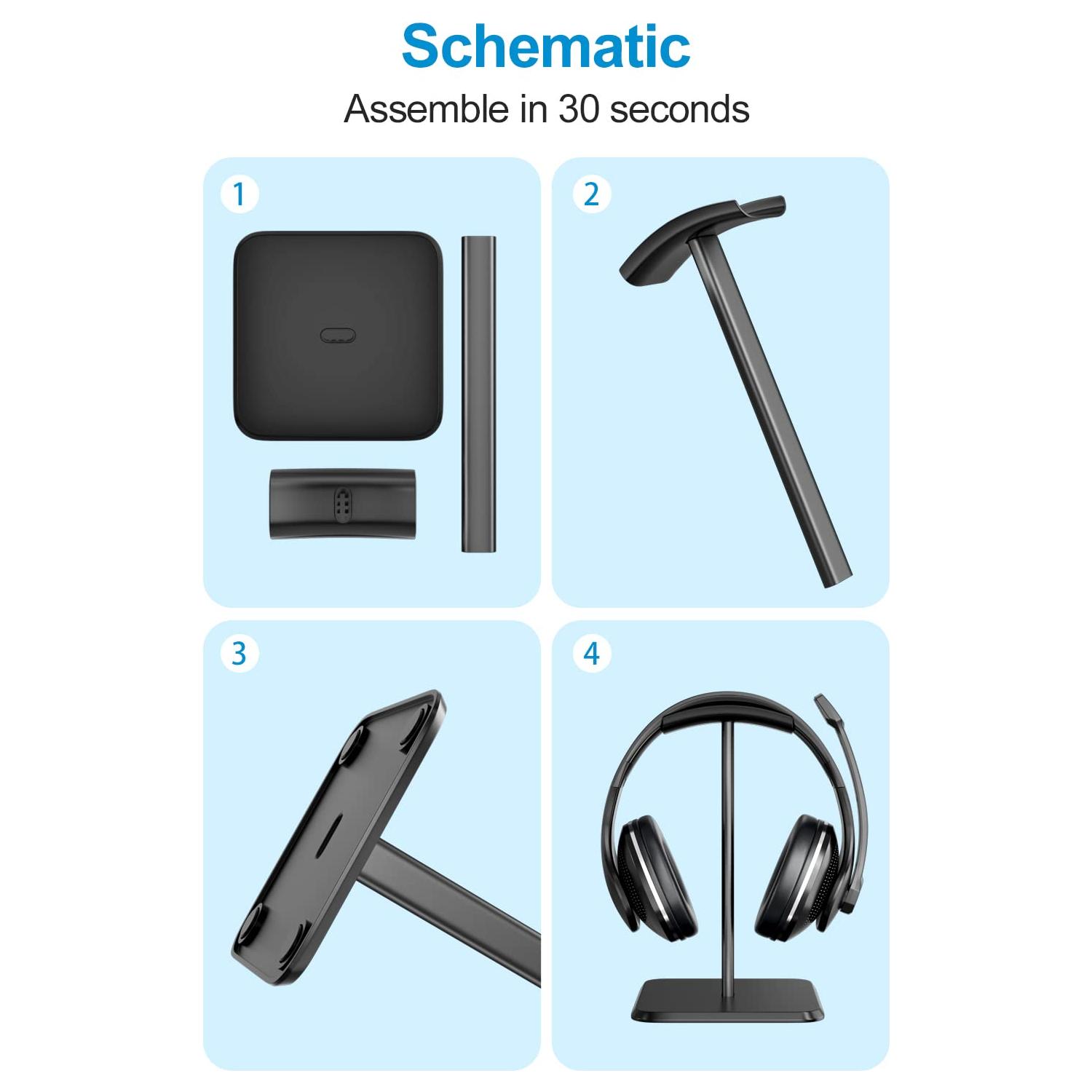 Newaner Hoofdtelefoonhouder, afneembare hoofdtelefoon met TPU antislip siliconen voor alle hoofdtelefoonmaten, standaard voor over-ear en gaming, geschikt voor tafel, vitrine - NLMAX