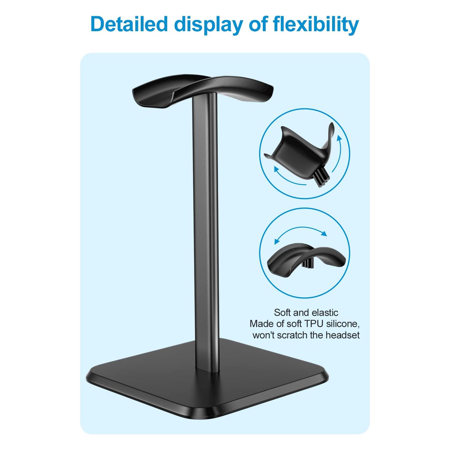 Newaner Hoofdtelefoonhouder, afneembare hoofdtelefoon met TPU antislip siliconen voor alle hoofdtelefoonmaten, standaard voor over-ear en gaming, geschikt voor tafel, vitrine - NLMAX