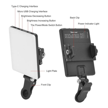 Newmowa LED 60 Professional Video Lamp, 3200-5600K 3 Light Modes and Brightness 10 Levels Dimmable CRI95 + Ultra-Thin Panel Light for Phone, iPhone, Android, iPad, Laptop - NLMAX