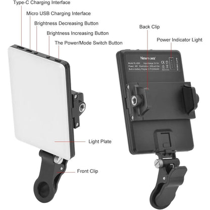 Newmowa LED 60 Professional Video Lamp, 3200-5600K 3 Light Modes and Brightness 10 Levels Dimmable CRI95 + Ultra-Thin Panel Light for Phone, iPhone, Android, iPad, Laptop - NLMAX