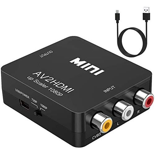 NUOE Video Converter RCA to HDMI, AV to HDMI, Supports 720 1080P for Camera, Xbox 360, PS1, PS2, WII, N64, Gamecube, Snes, NES, PSP, DVD Player, VHS (1) - NLMAX