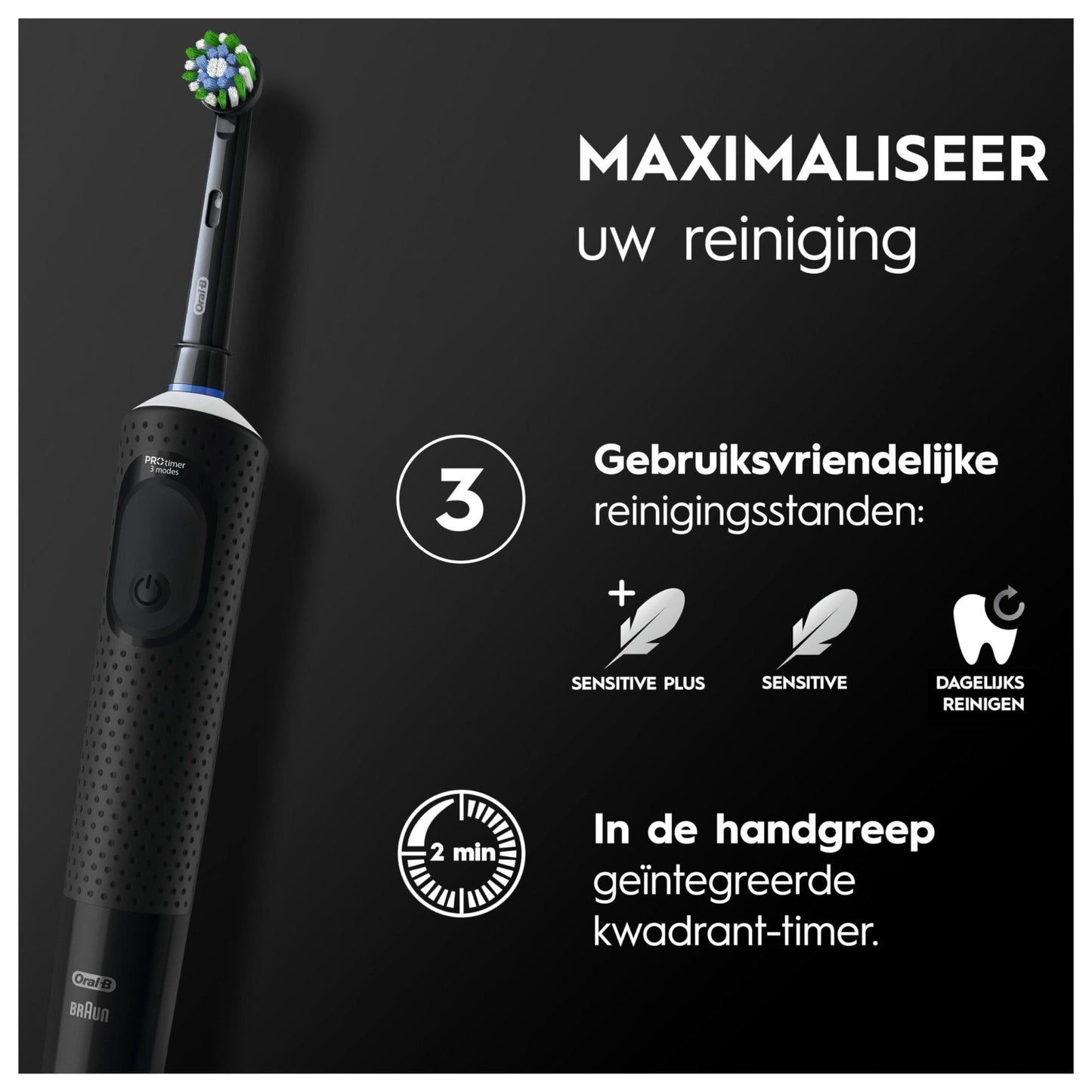 Oral-B Vitality Pro Black Elektrische Tandenborstel, 1 Opzetborstel - NLMAX