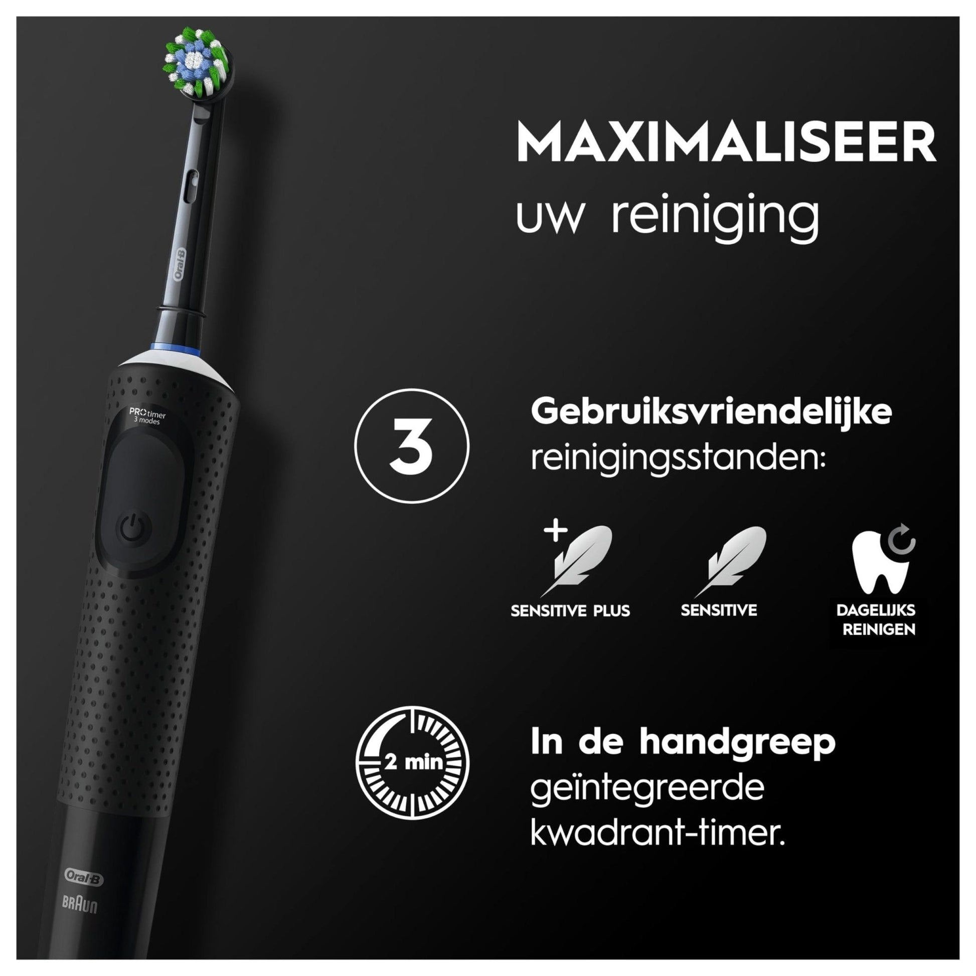 Oral-B Vitality Pro Black Elektrische Tandenborstel, 1 Opzetborstel - NLMAX