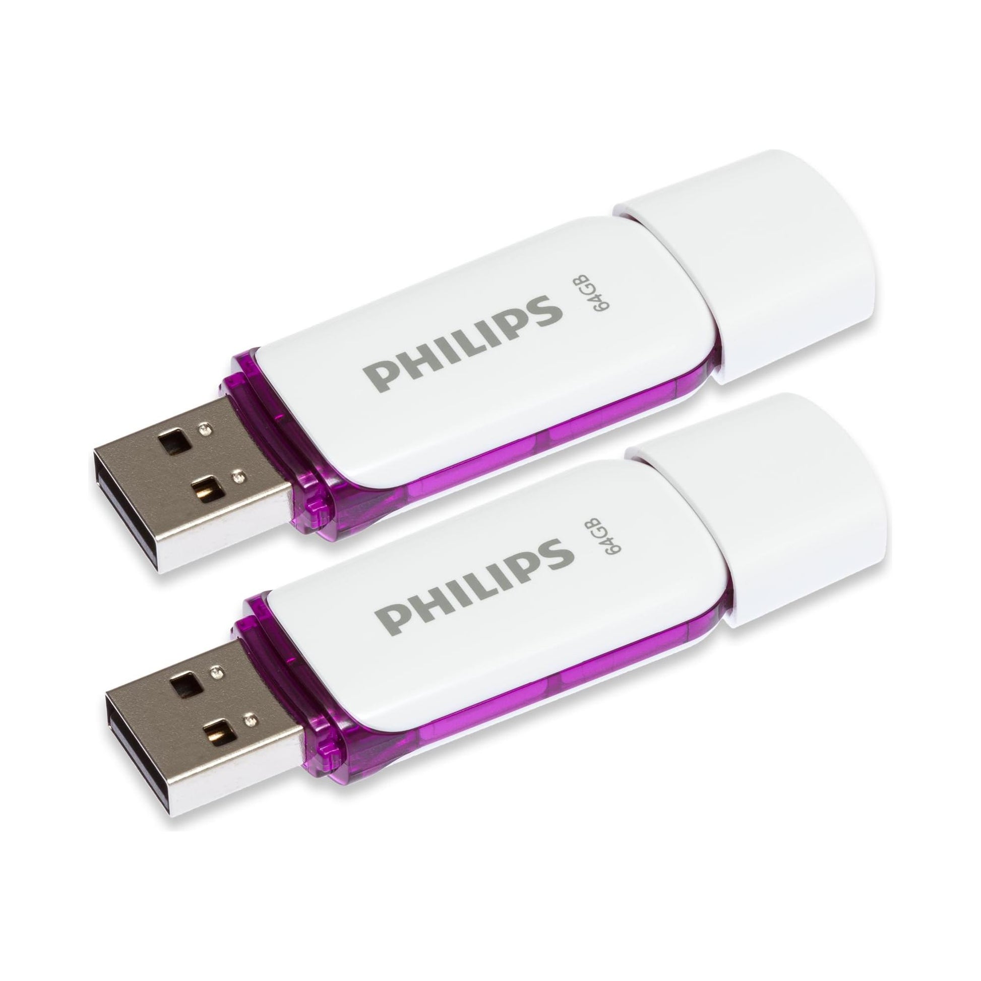 Philips 2 Pack USB Stick 64GB Memory USB 2.0 Flash Drive Snow Edition for PC, Laptop, Computer Data Storage 2 x 64GB Reads up to 25MB/sk - NLMAX