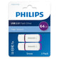 Philips 2 Pack USB Stick 64GB Memory USB 2.0 Flash Drive Snow Edition for PC, Laptop, Computer Data Storage 2 x 64GB Reads up to 25MB/sk - NLMAX