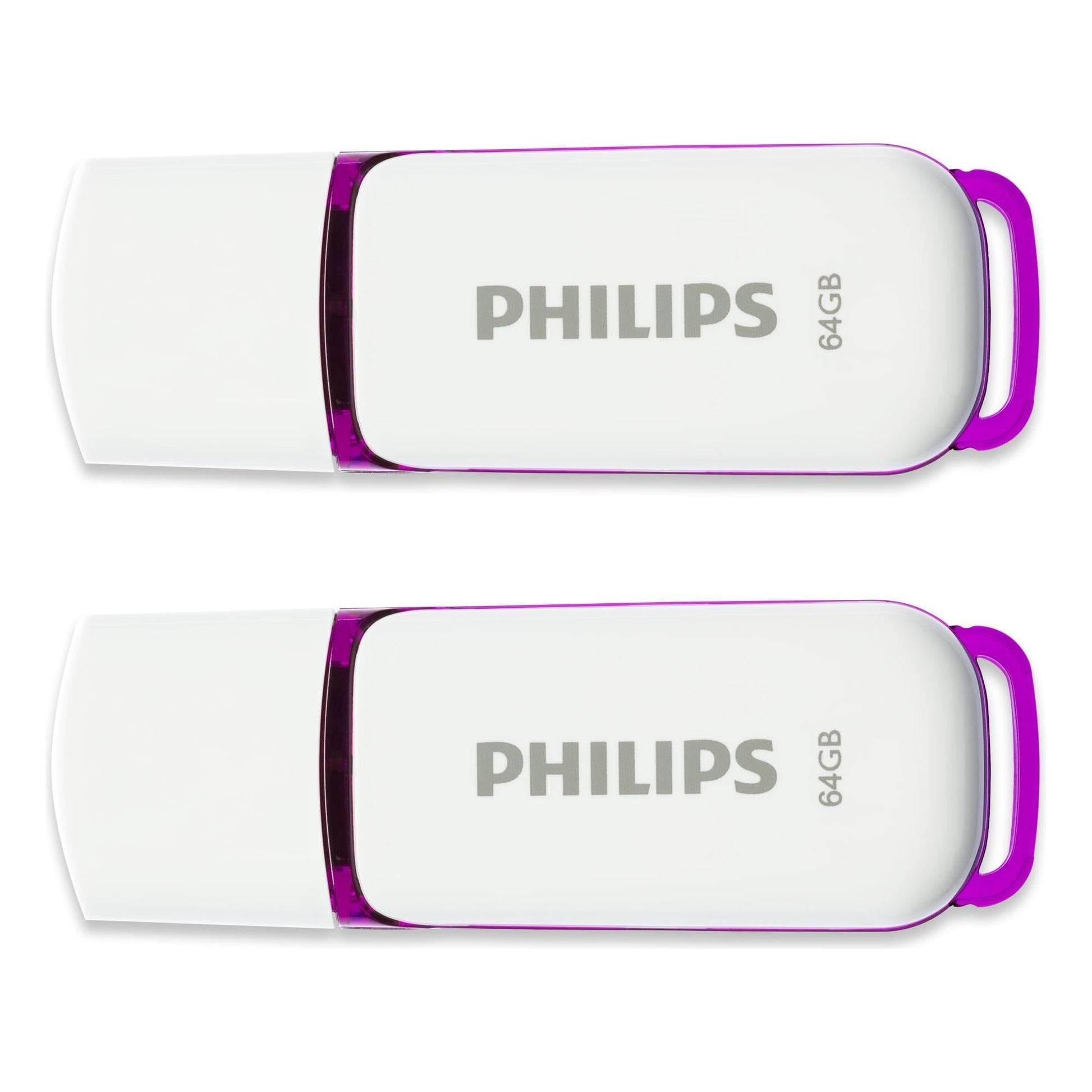 Philips 2 Pack USB Stick 64GB Memory USB 2.0 Flash Drive Snow Edition for PC, Laptop, Computer Data Storage 2 x 64GB Reads up to 25MB/sk - NLMAX
