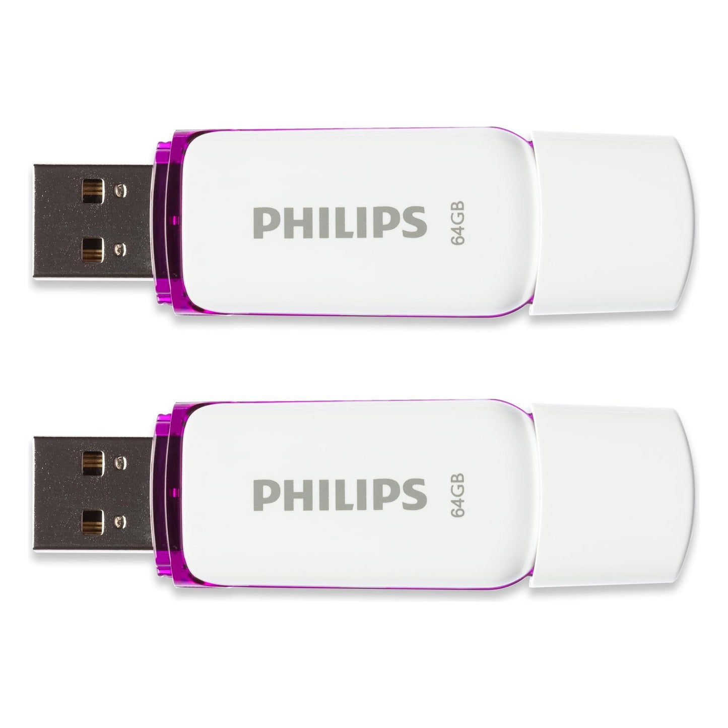 Philips 2 Pack USB Stick 64GB Memory USB 2.0 Flash Drive Snow Edition for PC, Laptop, Computer Data Storage 2 x 64GB Reads up to 25MB/sk - NLMAX