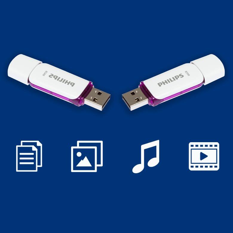 Philips 2 Pack USB Stick 64GB Memory USB 2.0 Flash Drive Snow Edition for PC, Laptop, Computer Data Storage 2 x 64GB Reads up to 25MB/sk - NLMAX