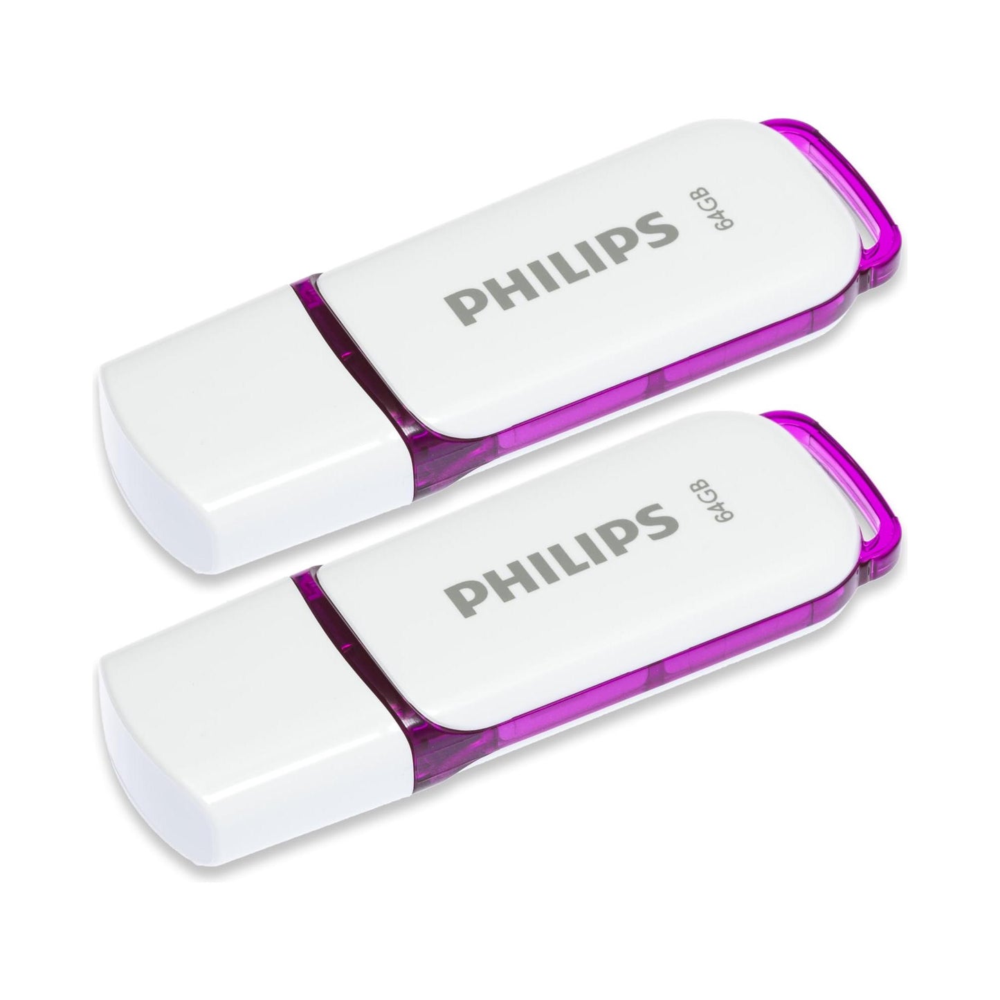 Philips 2 Pack USB Stick 64GB Memory USB 2.0 Flash Drive Snow Edition for PC, Laptop, Computer Data Storage 2 x 64GB Reads up to 25MB/sk - NLMAX