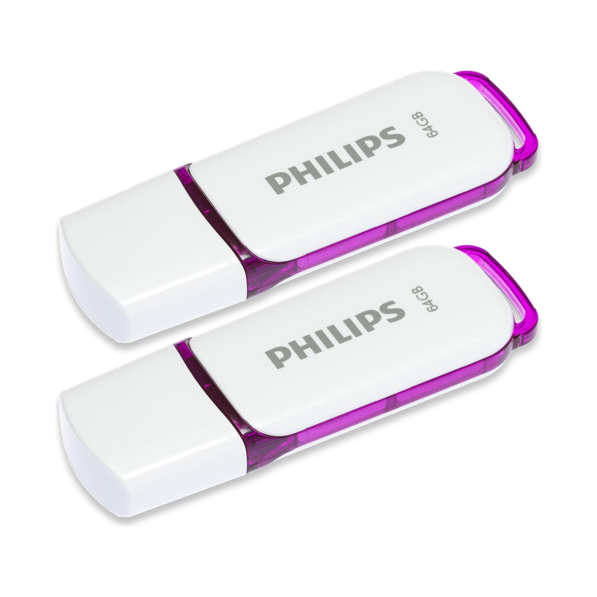 Philips 2 Pack USB Stick 64GB Memory USB 2.0 Flash Drive Snow Edition for PC, Laptop, Computer Data Storage 2 x 64GB Reads up to 25MB/sk - NLMAX
